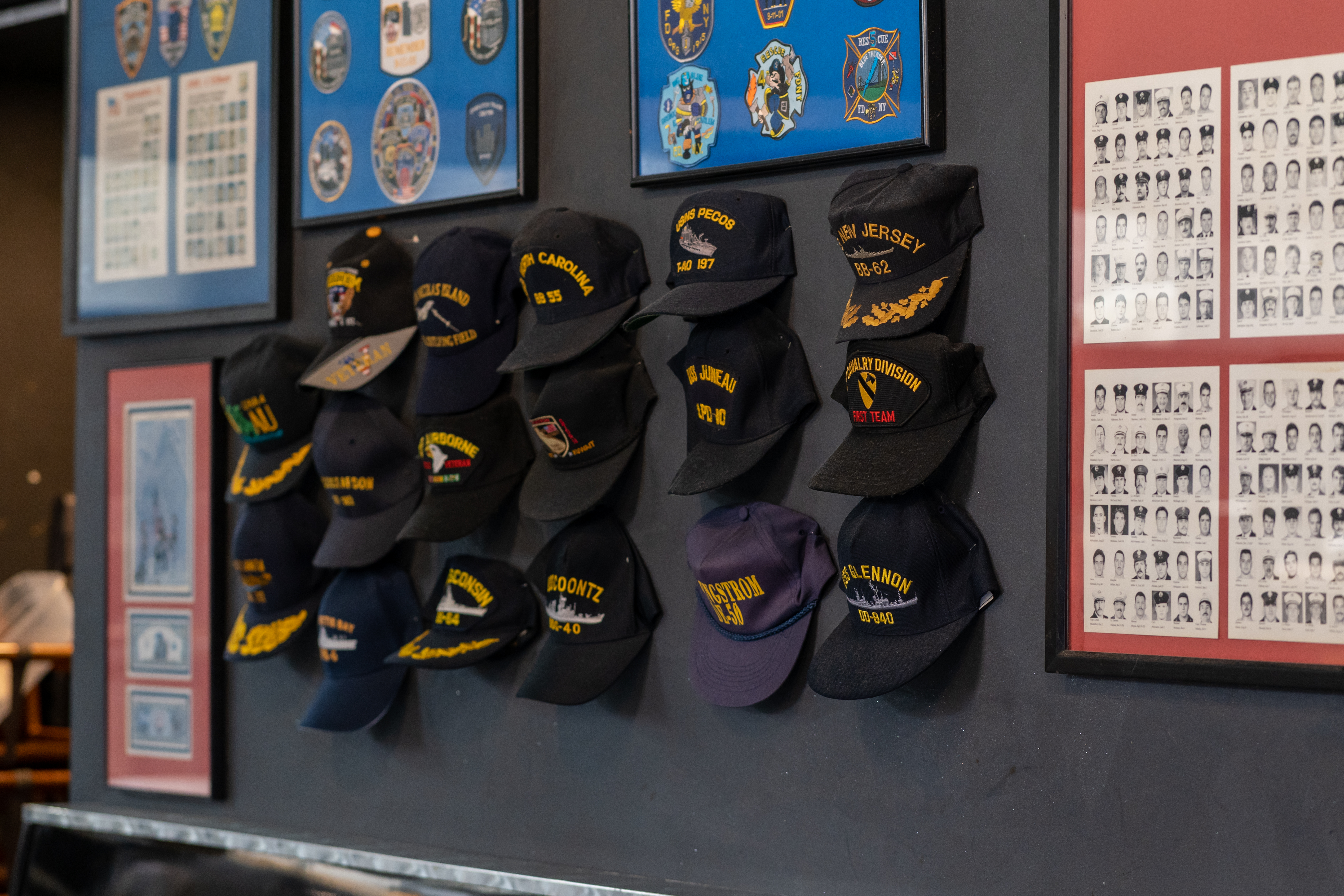 Hats hanging on the wall at General's Kitchen